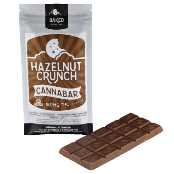 Baked Edibles – Chocolate Bar – Hazelnut Crunch 150mg THC | Ganja Express Canada