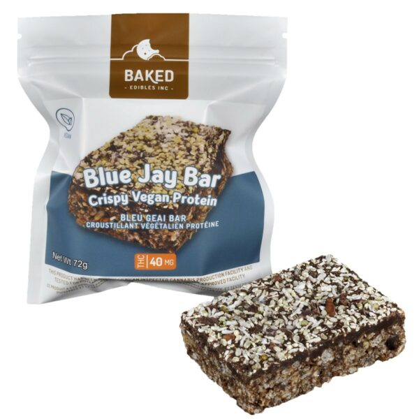 Baked Edibles – Crispy Vegan Blue Jay Bar 40mg THC | Ganja Express Canada