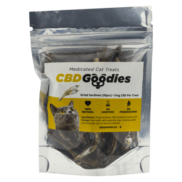 CBD Goodies – Medicated Cat Treats – Dried Sardines – 100mg CBD | Ganja Express Canada