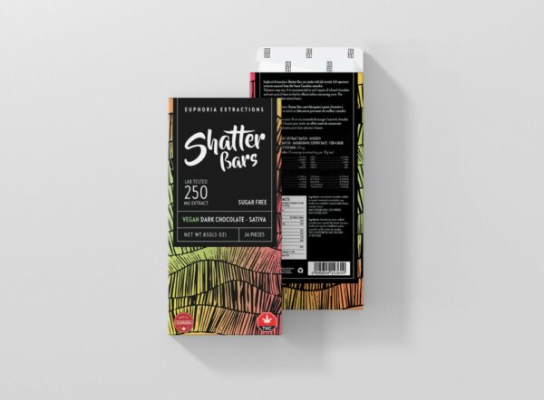 Euphoria Extractions – Shatter Bars – Vegan Dark Chocolate (Sugar Free) – Sativa – 250mg THC | Ganja Express Canada
