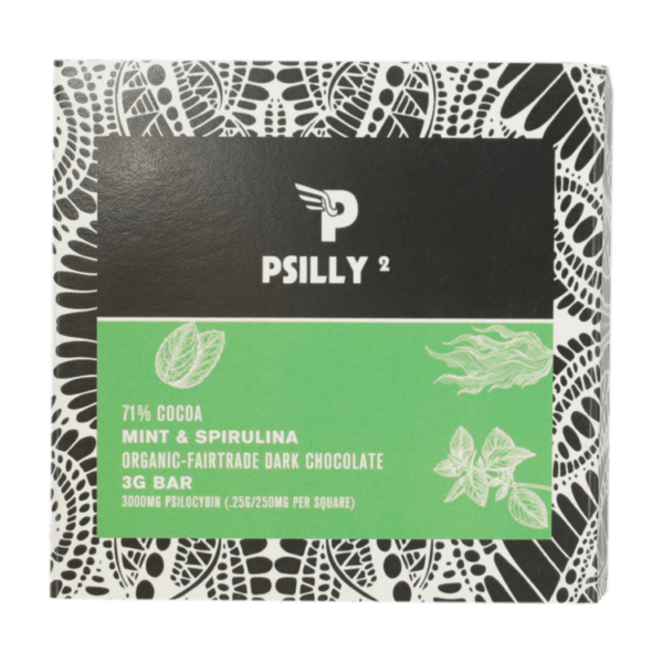 Psilly – Dark Chocolate Bar – Mint & Spirulina | Ganja Express Canada