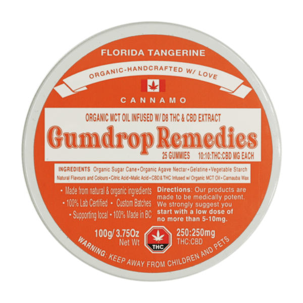 Gumdrop Remedies – Florida Tangerine 1:1 Gummies – 250mg THC/250mg CBD | Ganja Express Canada
