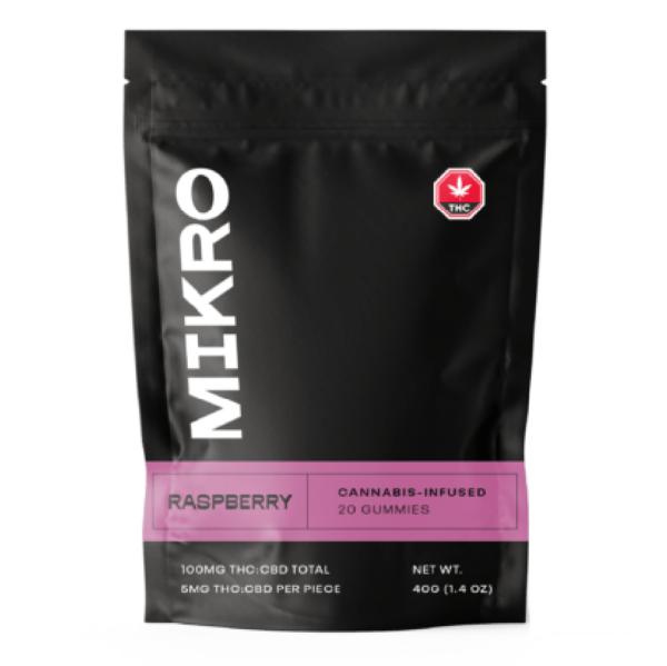 Mikro – 1:1 THC/CBD Gummies – 100mg – Raspberry | Ganja Express Canada