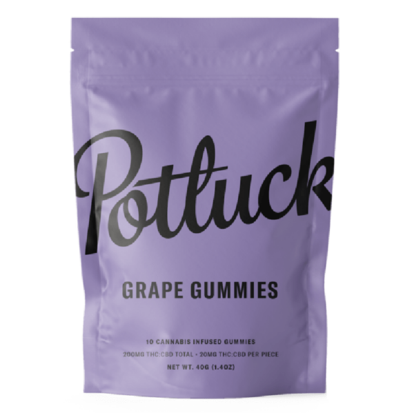 Potluck Extracts – Grape Gummies (1:1) – 100mg THC / 100mg CBD | Ganja Express Canada