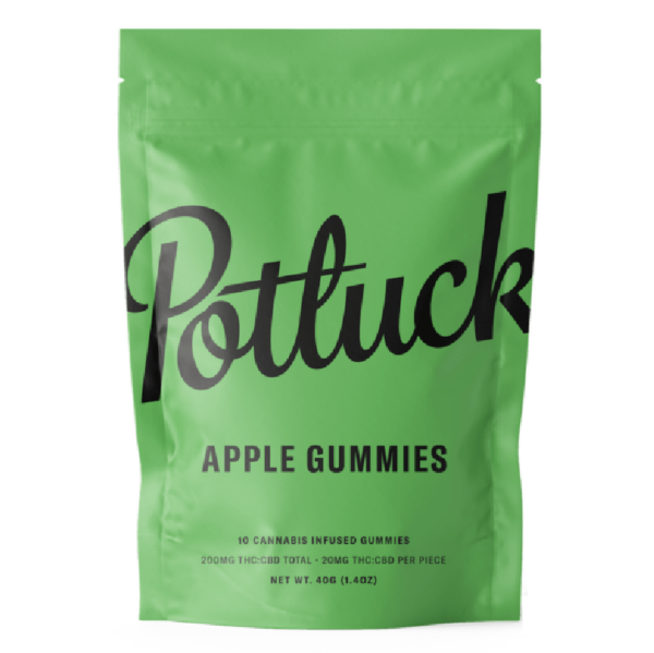 Potluck Extracts – Apple Gummies (1:1) – 100mg THC / 100mg CBD | Ganja Express Canada