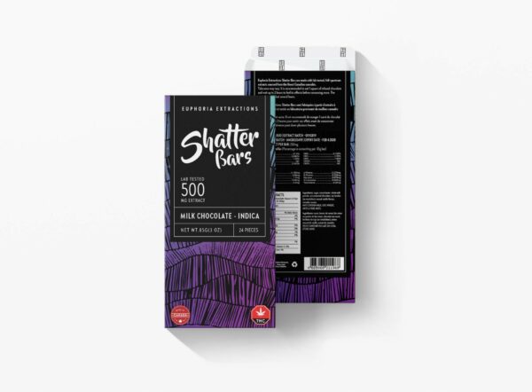 Euphoria Extractions – 500mg Shatter Bars – Milk Chocolate (Indica) | Ganja Express Canada