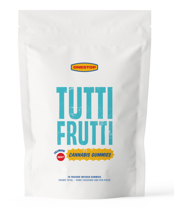 OneStop – Tutti Frutti 1:1 Gummies – 250mg THC / 250mg CBD | Ganja Express Canada